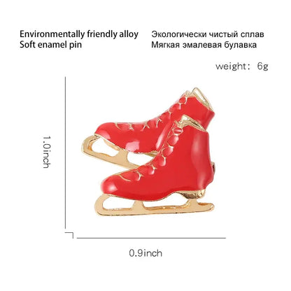 Custom Ice Skating Shoe Brooches in Black White Red - Enamel Pin Gift