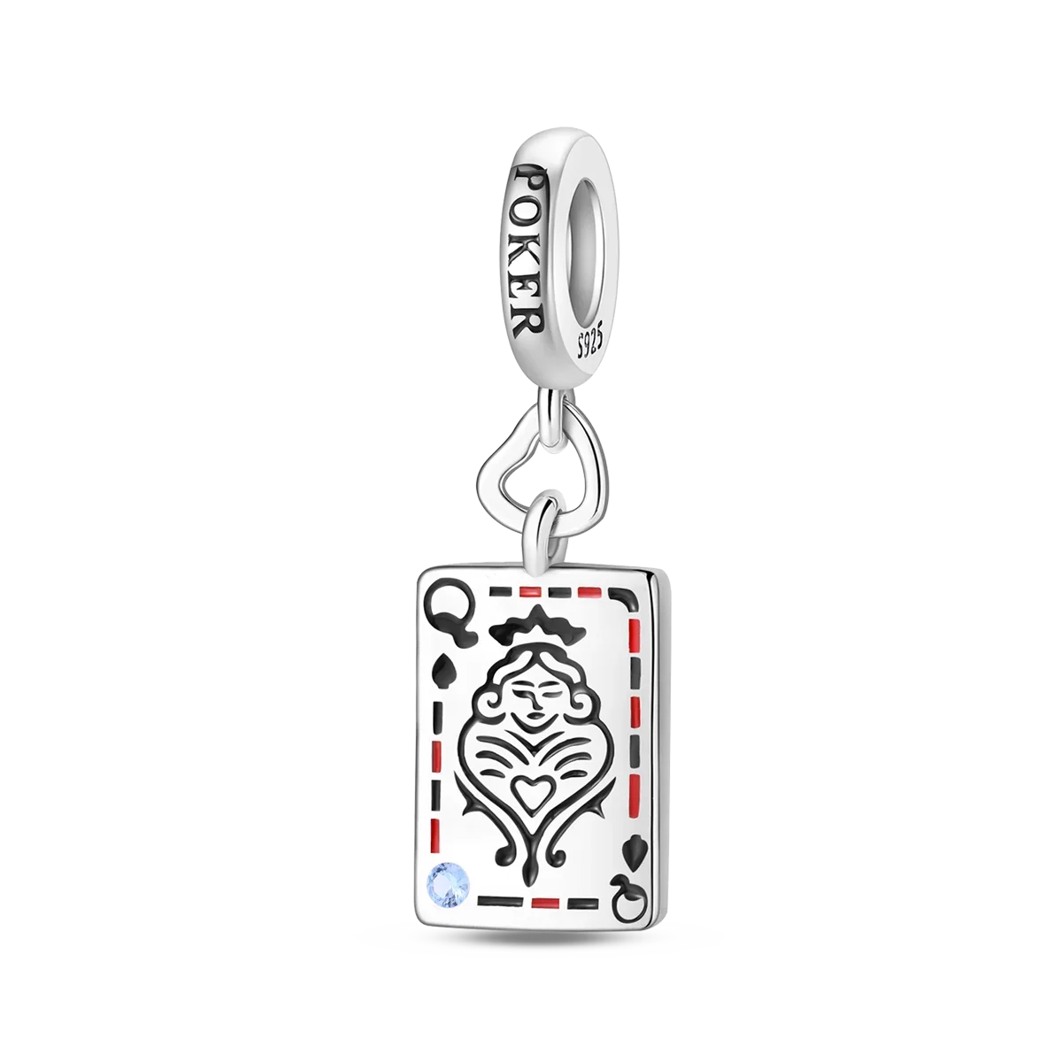 Original 925 Sterling Silver Playing Card Charms Pendant Poker Joker Hearts Spades Crown Bead Jewelry for Bracelets and Necklaces