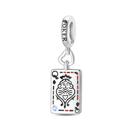 Original 925 Sterling Silver Playing Card Charms Pendant Poker Joker Hearts Spades Crown Bead Jewelry for Bracelets and Necklaces