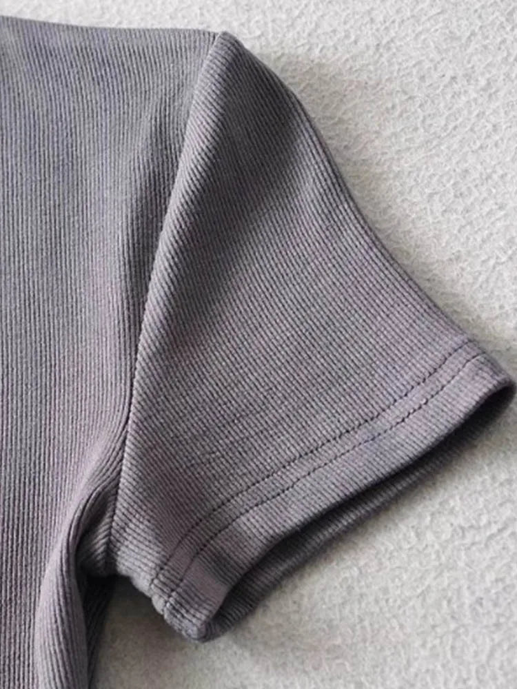 Slim Cotton Blend Cropped Tee For Women O Neck Summer