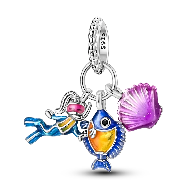 925 Sterling Silver Sea Turtle Dangle Charm For Bracelet