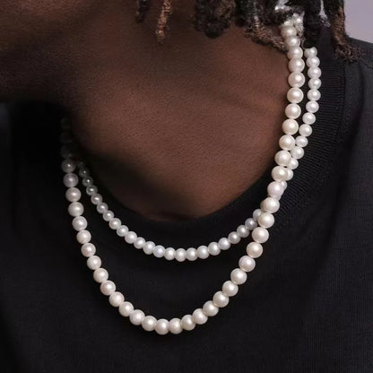 Elegant Unisex Pearl Necklace Handmade Bead Strand for Weddings and Banquets 2024 Trend