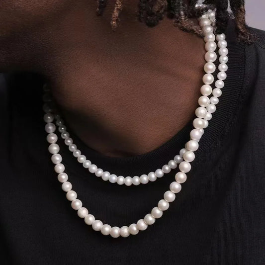 Elegant Unisex Pearl Necklace Handmade Bead Strand for Weddings and Banquets 2024 Trend
