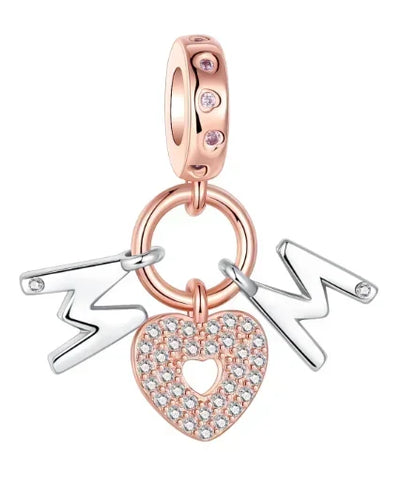 Sparkling Birthstone Heart Charm 925 Sterling Silver Pendant Bead for Mom DIY Jewelry Gift