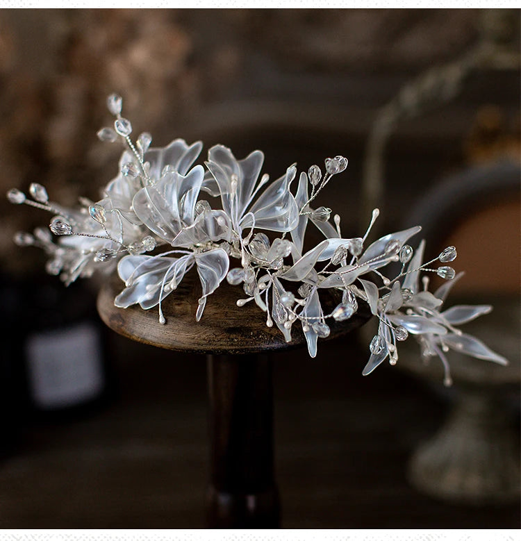 Crystal Blossom Bridal Hairband Handmade Wedding Headpiece for Women