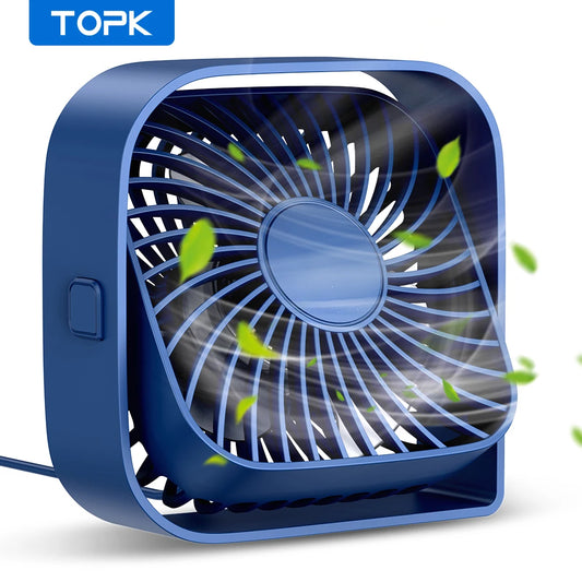 TOPK Mini Portable Fan, USB Desk Fan Table, Quiet 3 Speed Wind Personal Fan 360° Rotatable Head