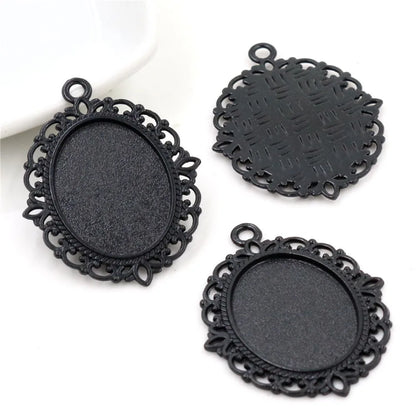 Antique Finish Cameo Cabochon Bracelet Setting Trays in Gold Silver Bronze and Rhodium 10 Pack