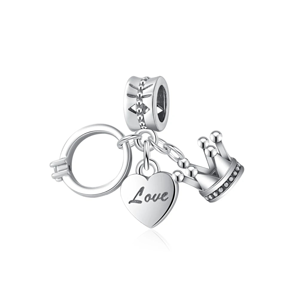 925 Sterling Silver Love Arrow Double Ring Charm for Wedding Anniversary Jewelry A1919Y