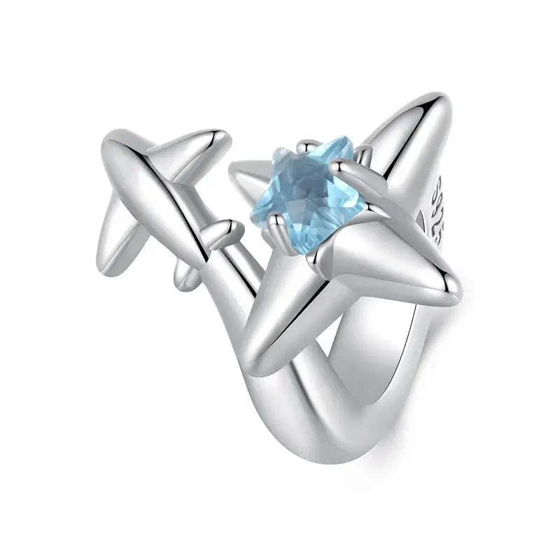 WOSTU 925 Sterling Silver Aurora Butterfly Heart Charm Beads with CZ Stones SCC2947