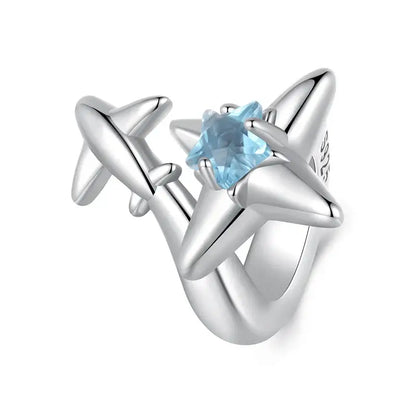 WOSTU 925 Sterling Silver Aurora Butterfly Heart Charm Beads with CZ Stones SCC2947