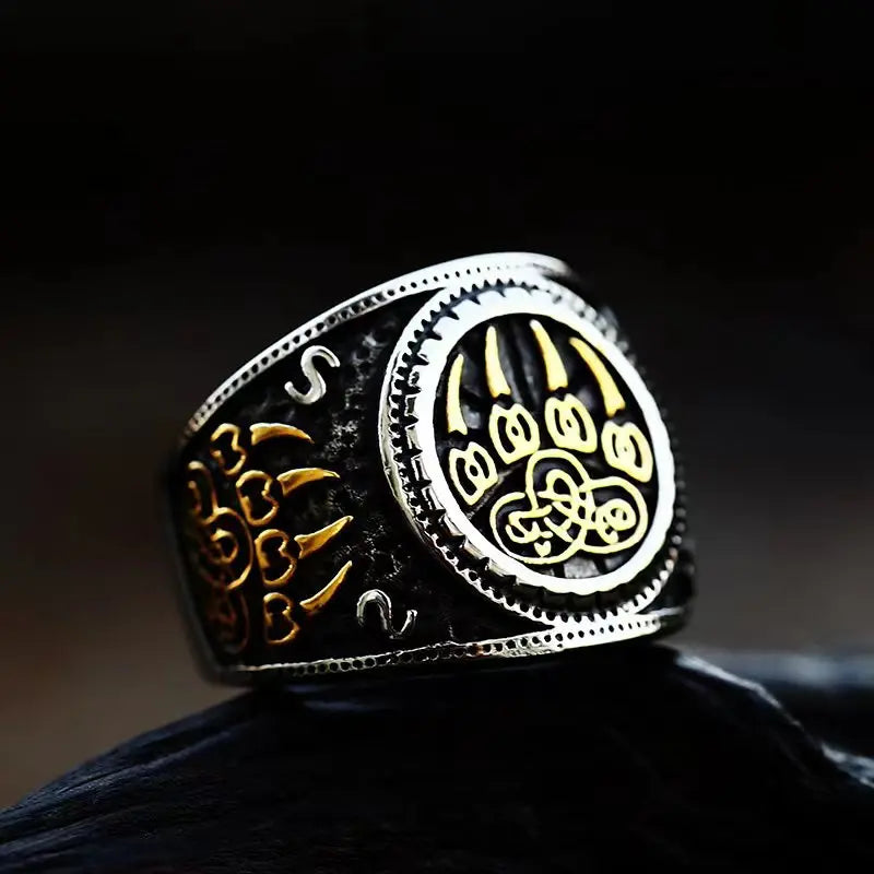 Odin's Raven Viking Rings Set for Men - Norse Mythology Wolf Totem Jewelry