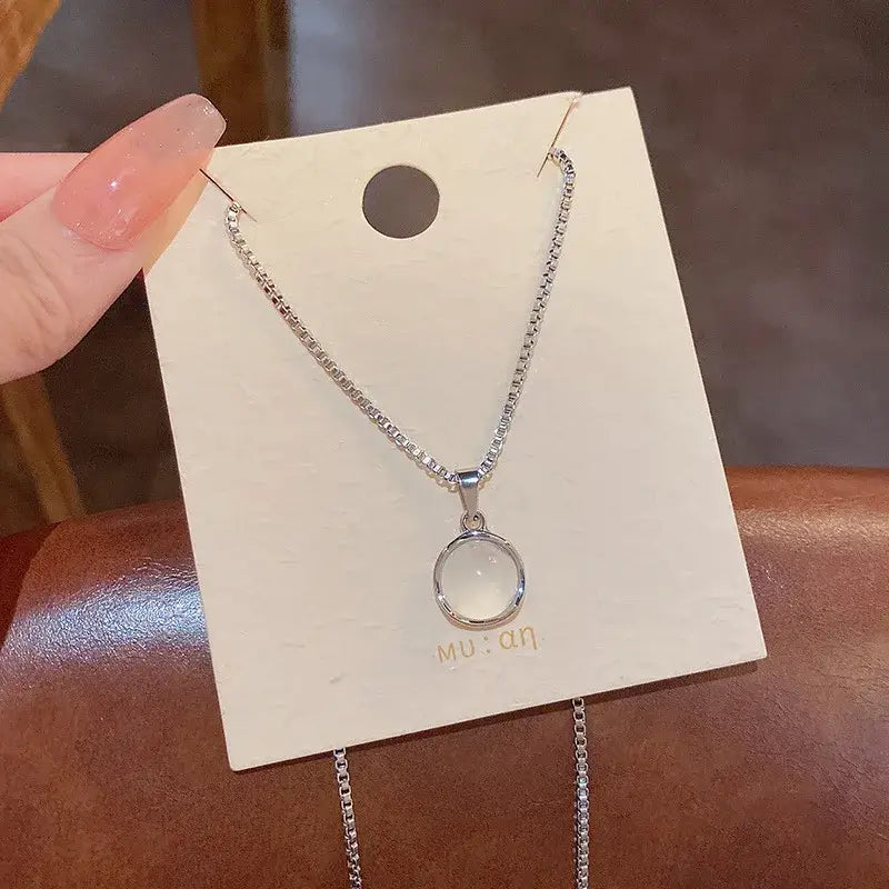 Korean Fashion Vintage Blue Crystal Pendant Necklace 04