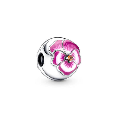 Hot Pink Murano Glass Charm Bead For 925 Bracelet Pendant