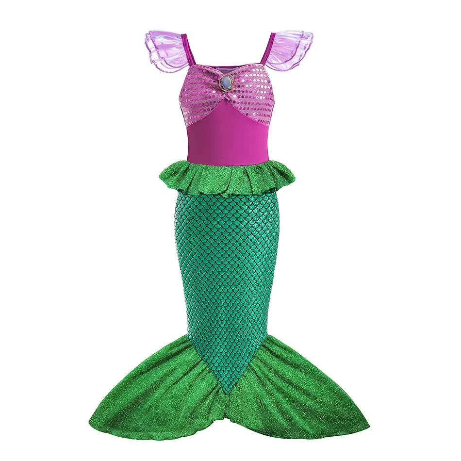 New Girl Dresses Princess Mermaid Cosplay Costume For Girls Dress Sets 03