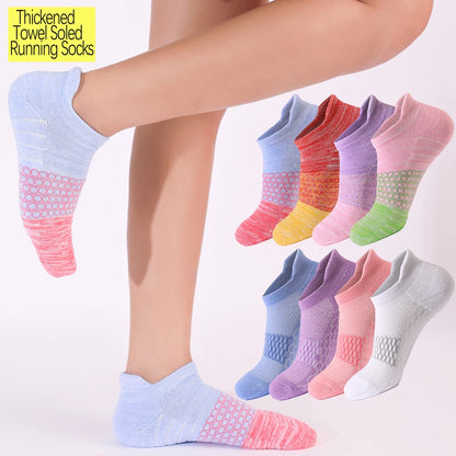3 Pairs Womens Anti Slip Terry Cushion Running Socks