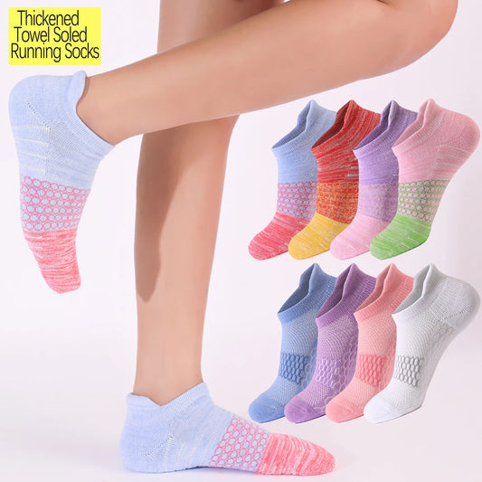3 Pairs Womens Anti Slip Terry Cushion Running Socks