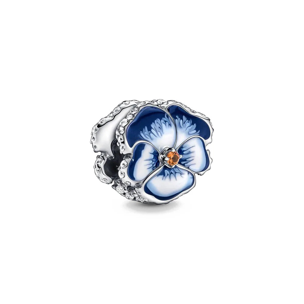Spring 2025 925 Sterling Silver Blue Flower Butterfly Pendant DIY Charm Bead for Bracelet Necklace Jewelry for Women