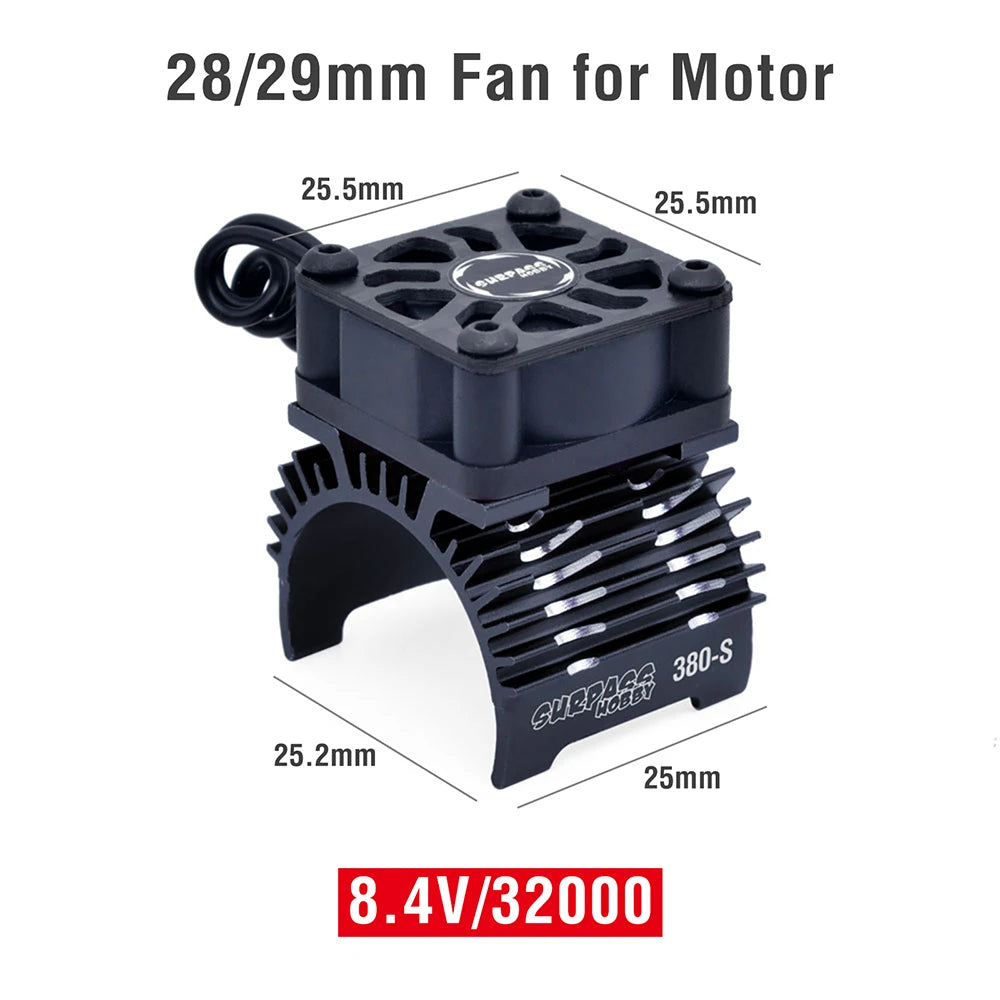 SURPASS HOBBY RC Motor Fan Cooling Heatsink for 380 390 540 550 28 29mm Black