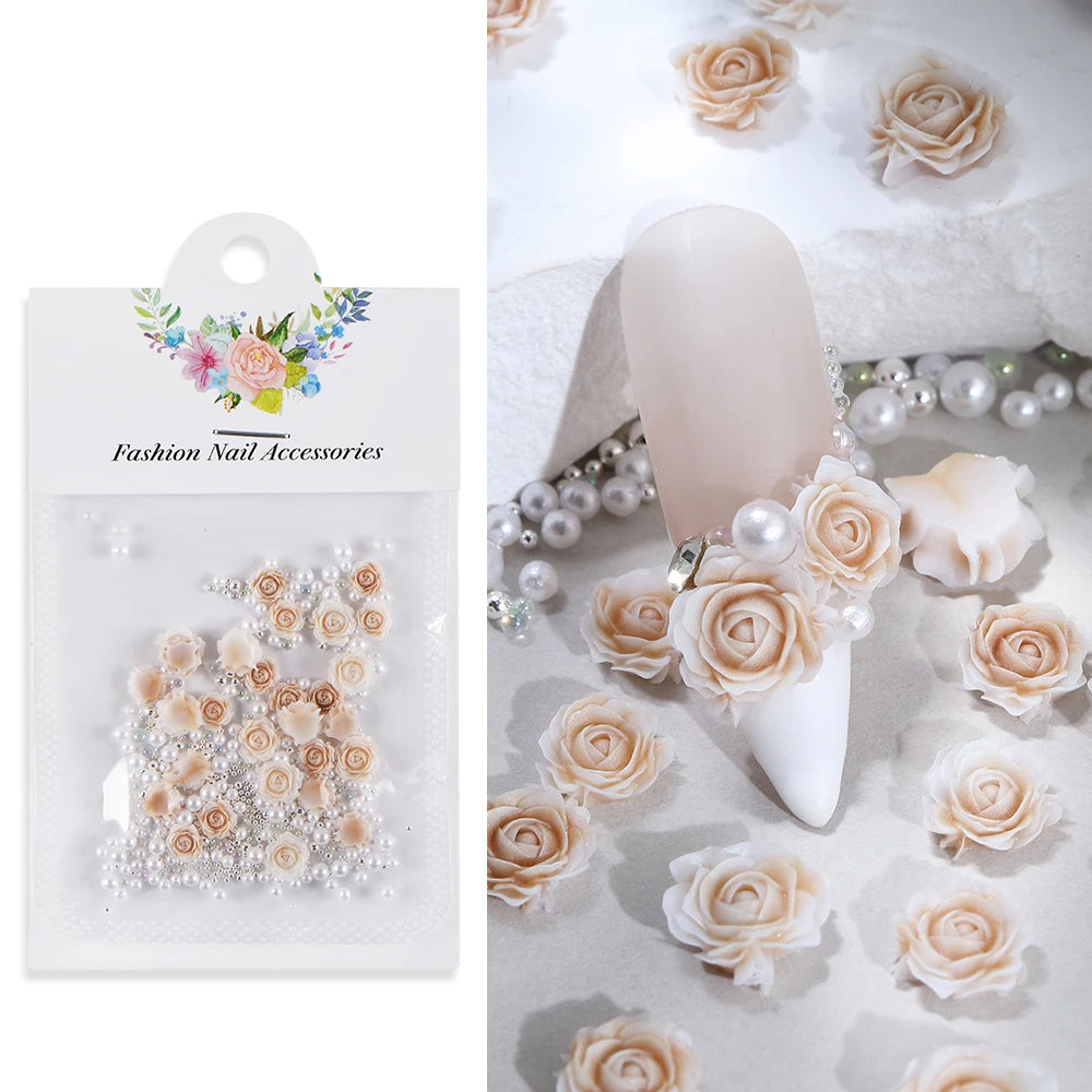 Resin Filler Rose Mixed Pearl Art Decorations for DIY Jewelry Making and Craft Projects