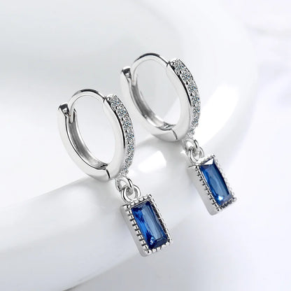 Elegant 925 Sterling Silver Zircon Stud Earrings for Women's Wedding and Engagement