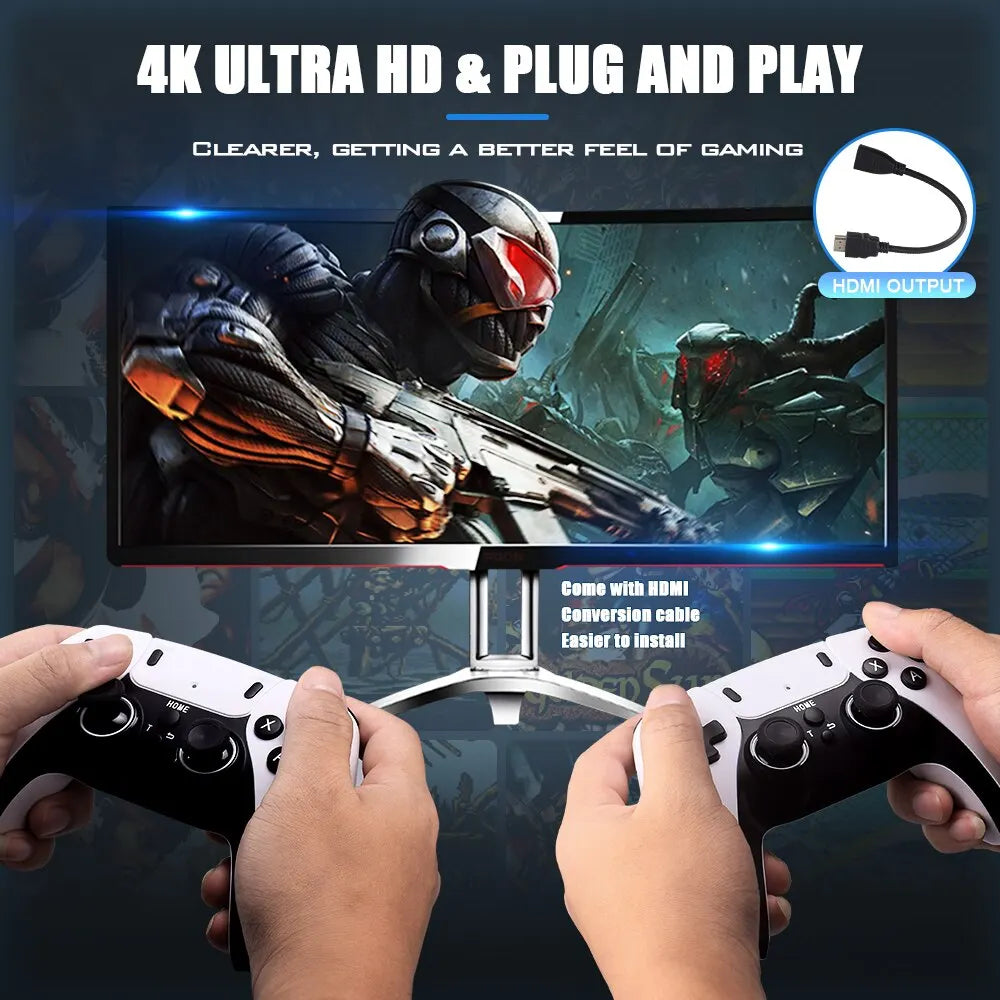 BOYHOM P5 Pro 4K Game Stick Console With 2.4G Dual Wireless Controllers 41000 Built In Games 128GB Y6 Plus Retro Gaming Christmas Gift