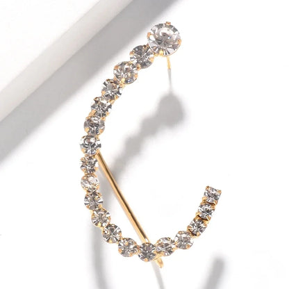 Stonefans Elegant Rhinestone Geometric Arc Earrings for Women