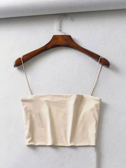 Womens Crop Top Elastic Cotton Camisole Tank Sleeveless