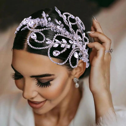 DZ165 Luxury Bridal Crystal Tiara Headband for Weddings and Proms