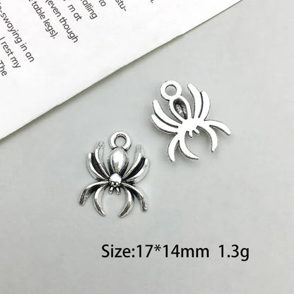 Antique Silver Spider Charms Set for DIY Halloween Jewelry Crafting