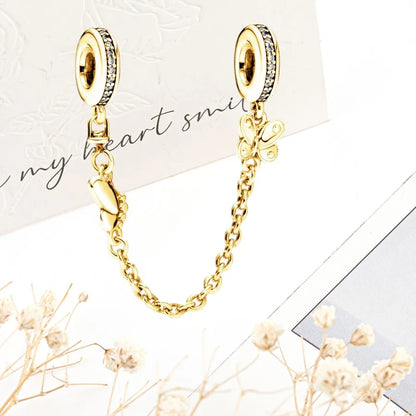 Sparkling Gold Safety Chain Infinity Snake Charm Beads