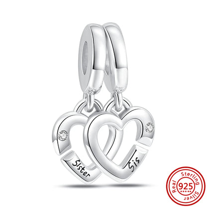 925 Silver Lucky Crown Butterfly Heart Family Tree Beads