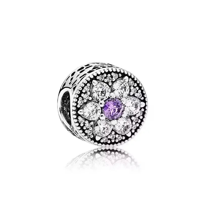 925 Sterling Silver Purple Star Animal Heart Flower Charms Beads for DIY Necklace and Bracelet Jewelry Gift