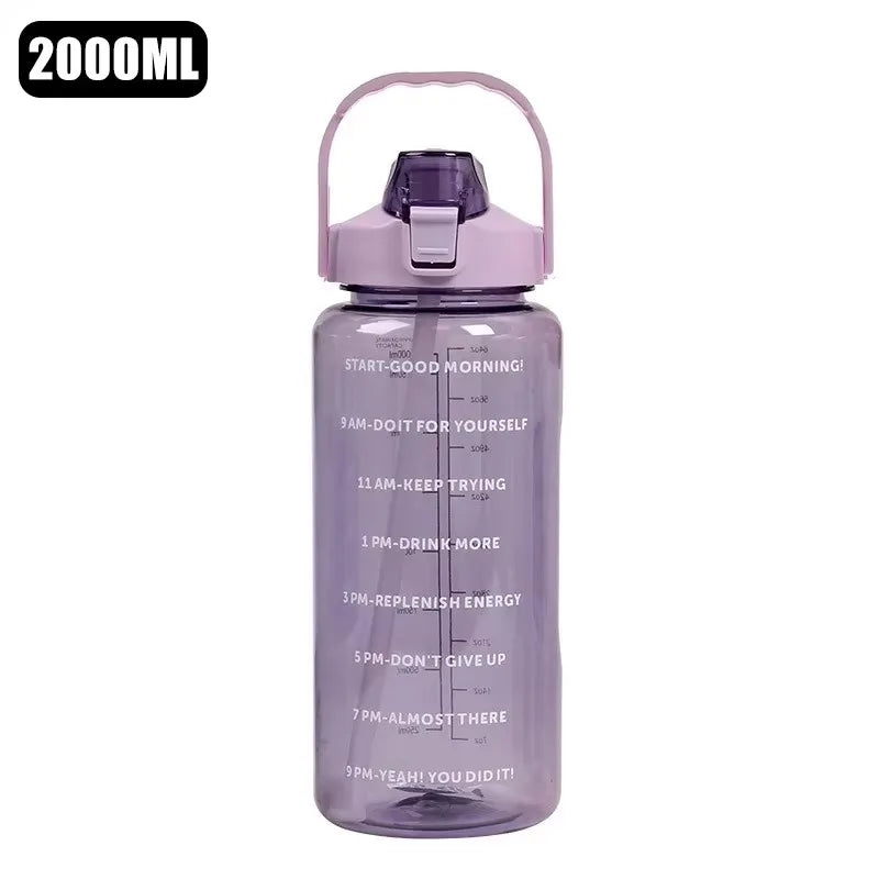 2L Leakproof Sport Water Bottle With Motivational Marks