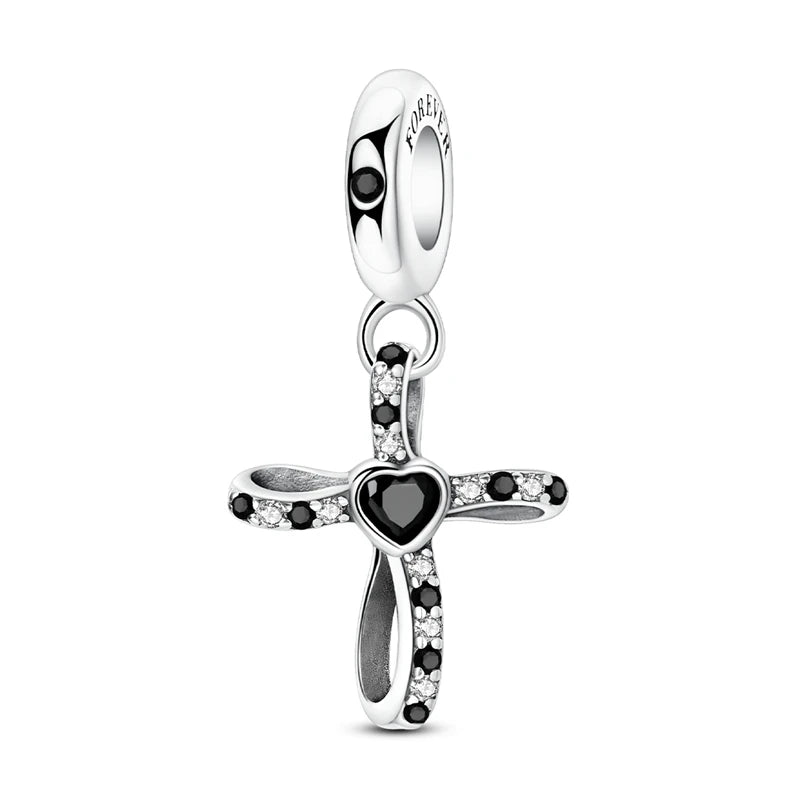 925 Sterling Silver Love Starry Sky Cat Paw Charms Beads