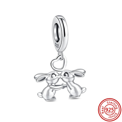 Silver Animal Hearts Infinity Crown Bead Charms Bracelet for Women 925 Sterling Silver Jewelry N591