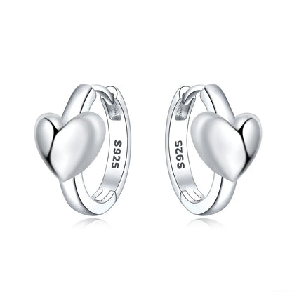Sterling Silver Heart Zircon Hoop Earrings for Women