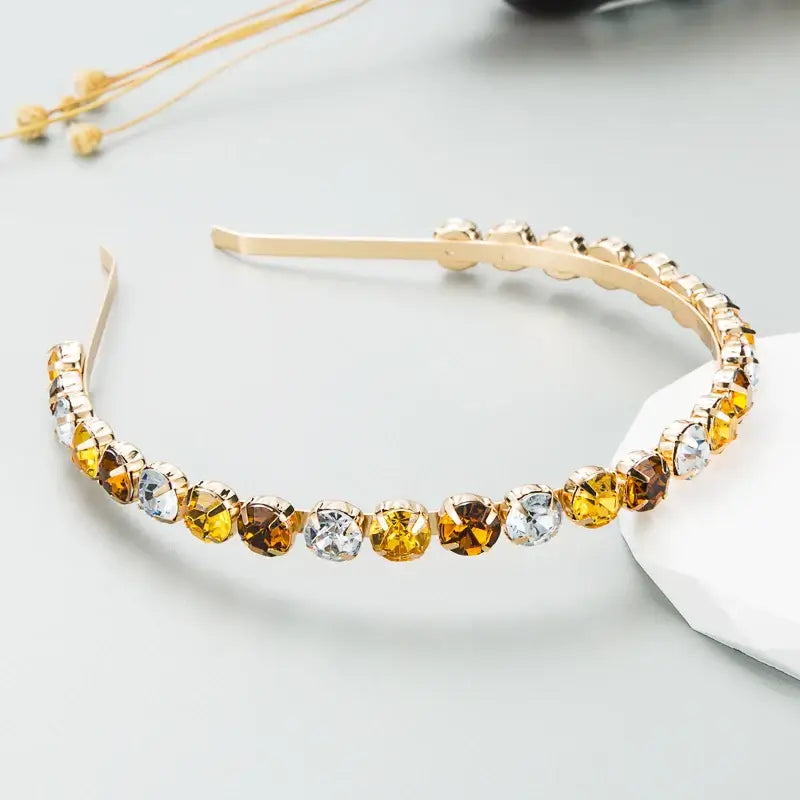 Fine Edged Baroque Style Gorgeous Women's Metal Hair Band Yellow color Hairbands
