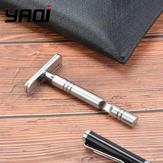 Yaqi Matte Chrome AC Blade Men's Safety Razor Excalibur Single-Edge Beard Shaver