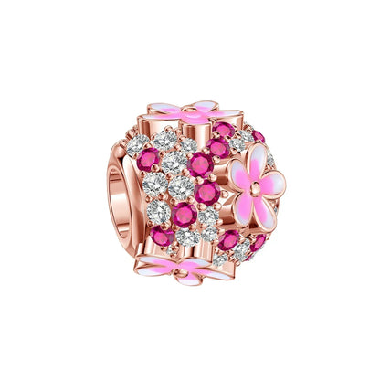 925 Sterling Silver Heart Blooming Rose Full Diamond Zircon Charms Pendant Beads for Bracelets and Necklaces