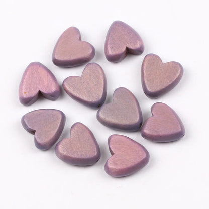 Multicolor Natural Wood Heart Shape Beads Set for DIY Jewelry and Bracelet Making