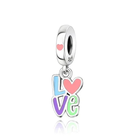 925 Sterling Silver Colorful Infinite Heart Flower Charms with Zircon for Pendant Bracelet Necklace DIY Fine Jewelry