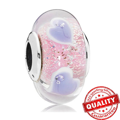 Colorful Flower Murano Glass Charm 925 Sterling Silver Top Rated DIY Jewelry for Bracelets and Necklaces LLZ014
