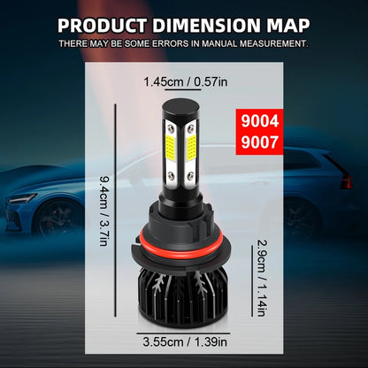 Ultra-Bright 9007 LED Car Headlight Bulbs 25000LM 200W Hi/Lo Beam for Enhanced Night Visibility