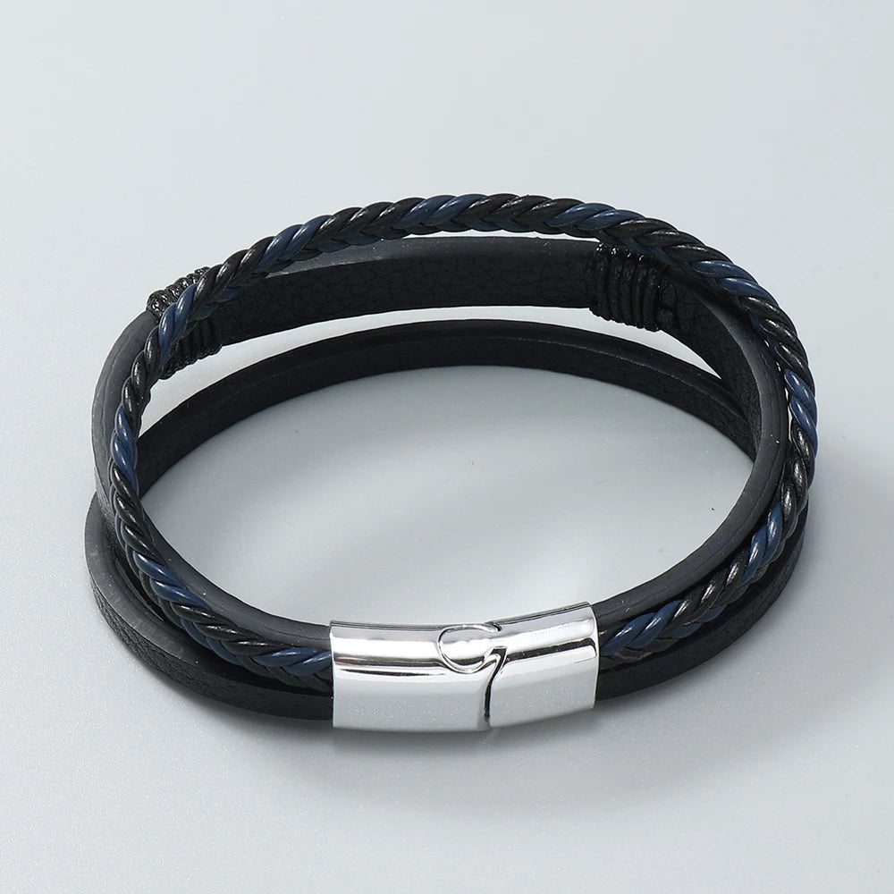Men's Hip-Hop Rock Guitar Leather Bracelet Cuff Fashion Jewelry