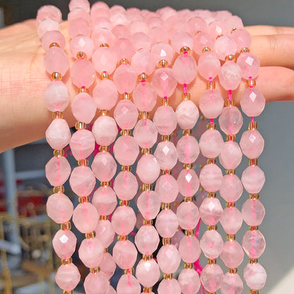 AAA Natural Rose Quartz Faceted Oval Beads for Jewelry Making and DIY Accessories