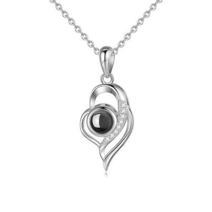 Custom Photo Projection Necklace Copper Pendant with Titanium Steel Chain for Women Silvery-010 1 45cm