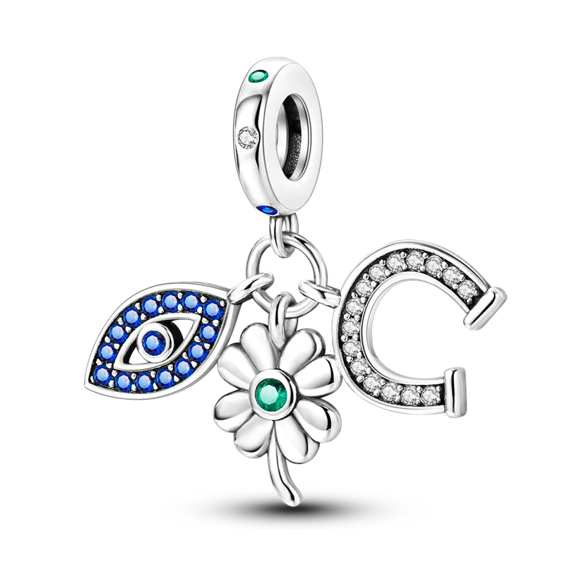 Silver Plated Eternal Symbol Charms with Luminous Star Beads and Love Dangle Safety Chain for DIY Jewelry
