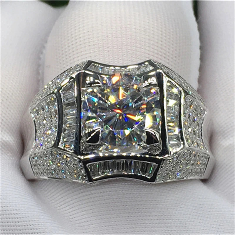 14K Gold 3 Carat Diamond Ring for Men Elegant Fine Jewelry Gift for Him and Her Silver