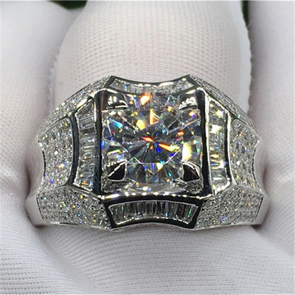 14K Gold 3 Carat Diamond Ring for Men Elegant Fine Jewelry Gift for Him and Her Silver