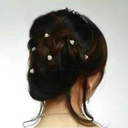 Elegant Bridal U-Shaped Hairpins Set - Pearl and Rhinestone Wedding Updo Accessories